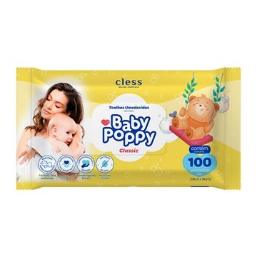 Toalhas Umedecidas Baby Poppy Embalagem com 100 Toalhas
