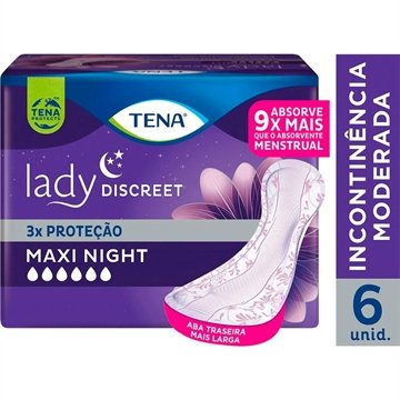Absorvente para Incontinência Urinária Tena Lady Discreet Maxi Night - Embalagem com 6 Unidades
