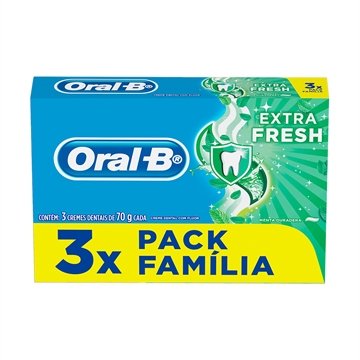 Creme Dental Oral B Extra Fresh 70g Embalagem com 3 Unidades