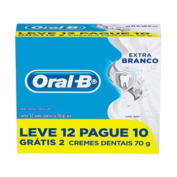 Creme Dental Oral B Extra Branco 70g Embalagem com 12 Unidades