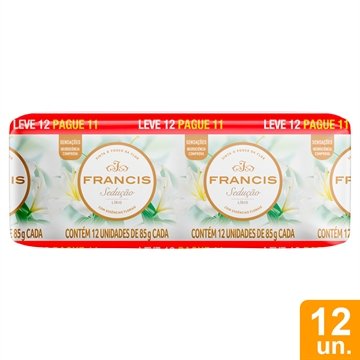 Sabonete Francis Suave Lírio 85g - Embalagem com 12 Unidades