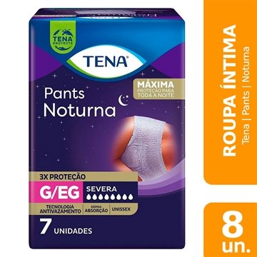Roupa Íntima Tena Pants Noturna Tamanho G/EG - 8 Pacotes com 7 Fraldas - Total 56 Tiras