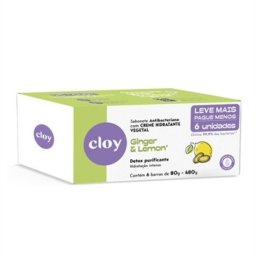Sabonete Cloy Beauty e Protection Ginger Lemon Ultra Hidratante 80g Embalagem com 6 Unidades