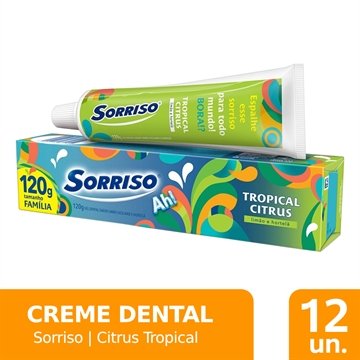Creme Dental Sorriso Citrus Tropical 120g Embalagem com 12 Unidades