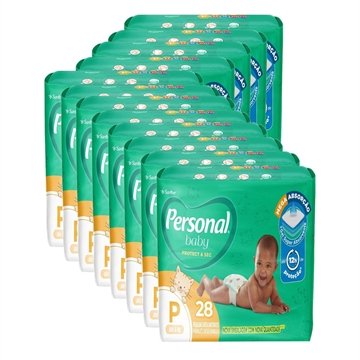 Fralda Descartável Personal Soft & Protect Jumbo Tamanho P - 12 Pacotes com 28 Fraldas - Total 336 Tiras