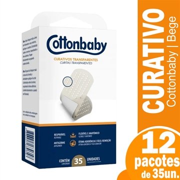Curativo Cottonbaby Transparente - Embalagem com 12 Pacotes de 35 Unidades