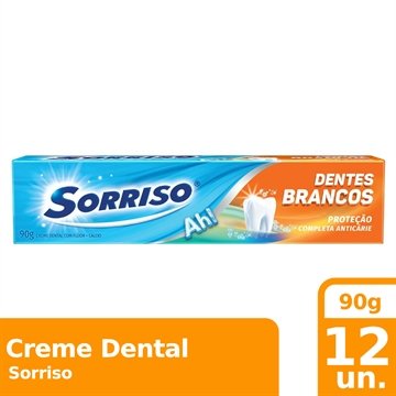 Creme Dental Sorriso Dentes Brancos 90g Embalagem com 12 Unidades