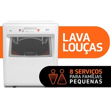 Lava-Louças Brastemp BLF08AB 8 Serviços |  5 Ciclos de Lavagem, Compacta com Ciclo Pesado, Branco, 110V