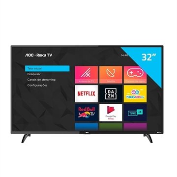 Smart TV LED 32" AOC 32S5195/78G HD com Wi-Fi, 1 USB, 3 HDMI, Controle com Botão Netflix, Deezer, 60Hz