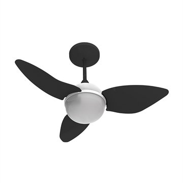 Ventilador de Teto Aliseu Smart 81cm, 3 Pás, com Luminária para 2 Lâmpadas, Preto,