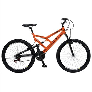 Bicicleta Juvenil Colli GPS26, Aro 26, 21 Marchas | Quadro de Aço Carbono, Freios V-Brake, Dupla Suspensão Laranja