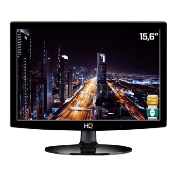 Monitor LED 15.6" HQ 15HQ-LED, HD | Resolução 1280 x 800, Widescreen, HDMI, VGA, 75Hz