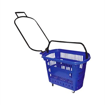 Cesta Plástica Amapá para Compras com Rodas, 30L, Azul, Capacidade de até 100Kg