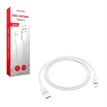 Cabo USB-USB Lightning C3Plus CB-L10WH, Branco, 1m, 2A