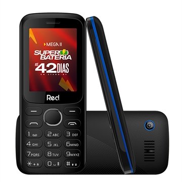 Celular Red Mobile Mega II, Dualchip, Preto/Azul, Tela de 2.4", Câm. Traseira VGA, 32MB