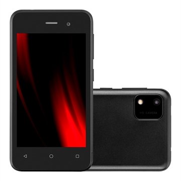Smartphone Multilaser E Lite 2 Preto, Tela de 4" | 3G+Wi-Fi, Android 10, Câm. Tras. de 2MP e Frontal de 2MP, 1GB RAM, 32GB