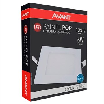 Plafon Painel Avant Led Quadrado 12cm Embutir 6W 6,5K 360 Lumens