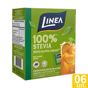 Adoçante Linea em Pó 100% Stevia 0,5g - 6 Embalagens com 50 Unidades