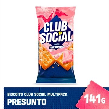 Biscoito Club Social Presunto Multipack 141g
