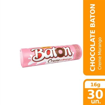 Chocolate Baton Recheado Morango Creme 16g - 30 unidades - Garoto