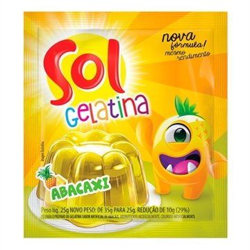 Gelatina em Pó Sol Abacaxi Sachê 25g - Embalagem com 15 Unidades