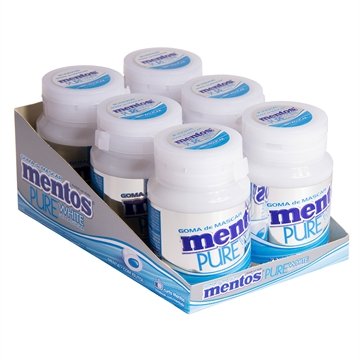 Chicle Mentos Garrafa Pure White - Embalagem com 6 Unidades