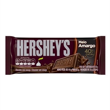 Chocolate Hersheys Meio Amargo 92g - Embalagem c/ 16 unidades