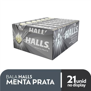 Bala Halls Menta Prata 28g Display com 21 unidades