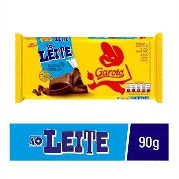 Chocolate Garoto Tablete Ao Leite 90g - Embalagem c/ 14 unidades