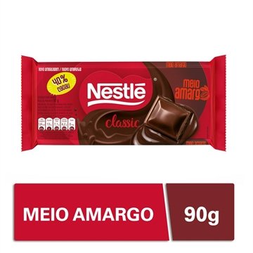 Chocolate Nestlé Classic Meio Amargo 90g - Embalagem com 14 Unidades