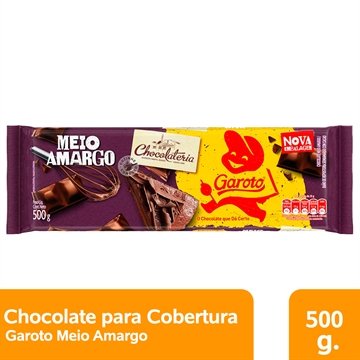 Chocolate Garoto para Cobertura Meio Amargo 500g