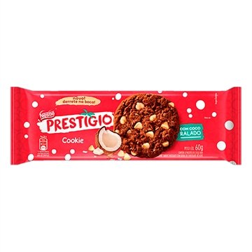 Biscoito Nestlé Cookies Prestígio Chocolate, Gotas de Chocolate, 60g - Embalagem com 52 Unidades
