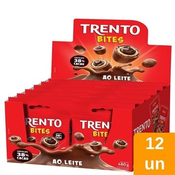 Chocolate Trento Wafer Bites ao Leite 40g - Embalagem com 12 Unidades