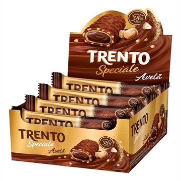 Chocolate Trento Wafer Speciale Avelãs ao Leite 26g - Embalagem com 12 Unidades