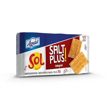 Biscoito Sol Salt Plus Integral 360g - Embalagem com 20 Unidades
