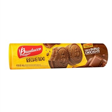 Biscoito Bauducco Recheado Chocolate 140g - Embalagem com 56 Unidades