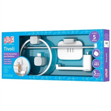 Kit para Banheiro Herc Tivoli 5041 5 Peças Branco com Cromado