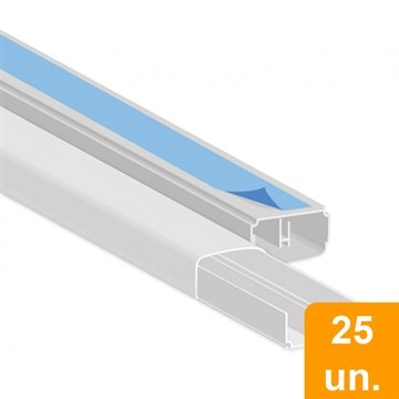 Canaleta Plastilit PVC Branca 20x10x2000mm com Fita Dupla Face - Embalagem com 25 Unidades