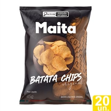 Batata Chips Maitá Lisa Natural 45g Embalagem com 20 Unidades