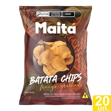 Batata Chips Maitá Lisa Frango Grelhado 45g Embalagem com 20 Unidades