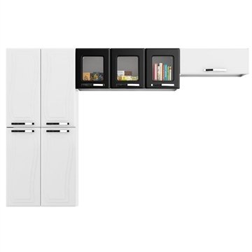 Cozinha Compacta Colormaq Paraty Glass em Aço 8 Portas Branco/Preto