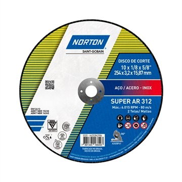 Disco de Corte Norton 10P AR312 250X3,2X15,9MM Super Embalagem com 10 Unidades