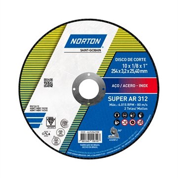 Disco de Corte Norton 10P AR312 250X3,2X25,4mm Super Embalagem com 10 Unidades