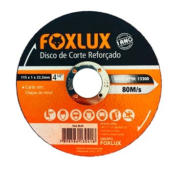 Disco de Corte Foxlux/Famastil 4.1/2 115mm x 1 x 22,2mm Metal Embalagem com 10 Unidades