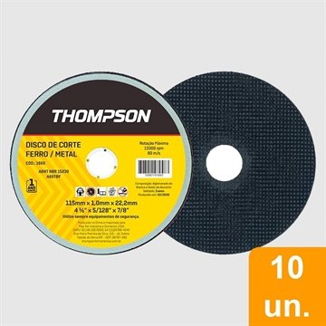 Disco Corte Thompson 4.1/2 Ferro Embalagem com 10 Unidades