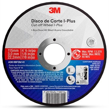 Disco Corte 3M IPlus 230x3.0x22mm Embalagem com 25 Unidades