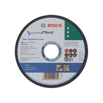 Disco de Corte Bosch Standard Metal 4.1/2 115 x 1,0 x 22,23 Embalagem com 10 Unidades