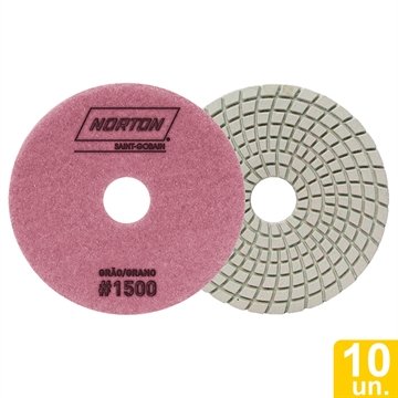 Disco Flexível Diamantado Norton Brilho D'Água | 100mm 4 Passos G1500 Roxo - Embalagem com 10 Unidades