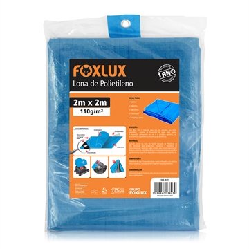 Lona Plástica Azul Foxlux com Ilhos Cantos Reforçados 2mx2m