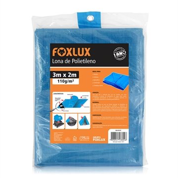 Lona Plástica Azul Foxlux com Ilhos Cantos Reforçados 3mx2m